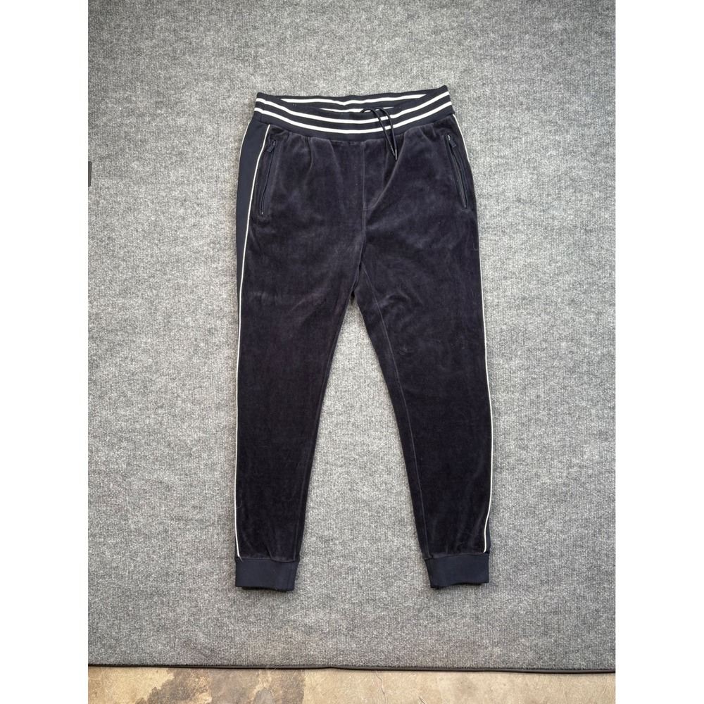 Sean John Mens Velour Track Pants Navy Blue White Stripe Joggers Size M Y2K
